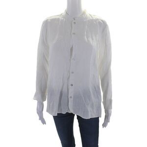Assembly Label Womens Linen Buttoned Long Sleeve Blouse White Size 8